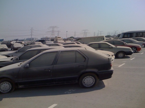 overview of cars parked on Dubai car impound 1jpg