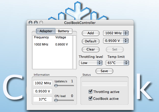 MacBook processor (cpu) temperature cooler
